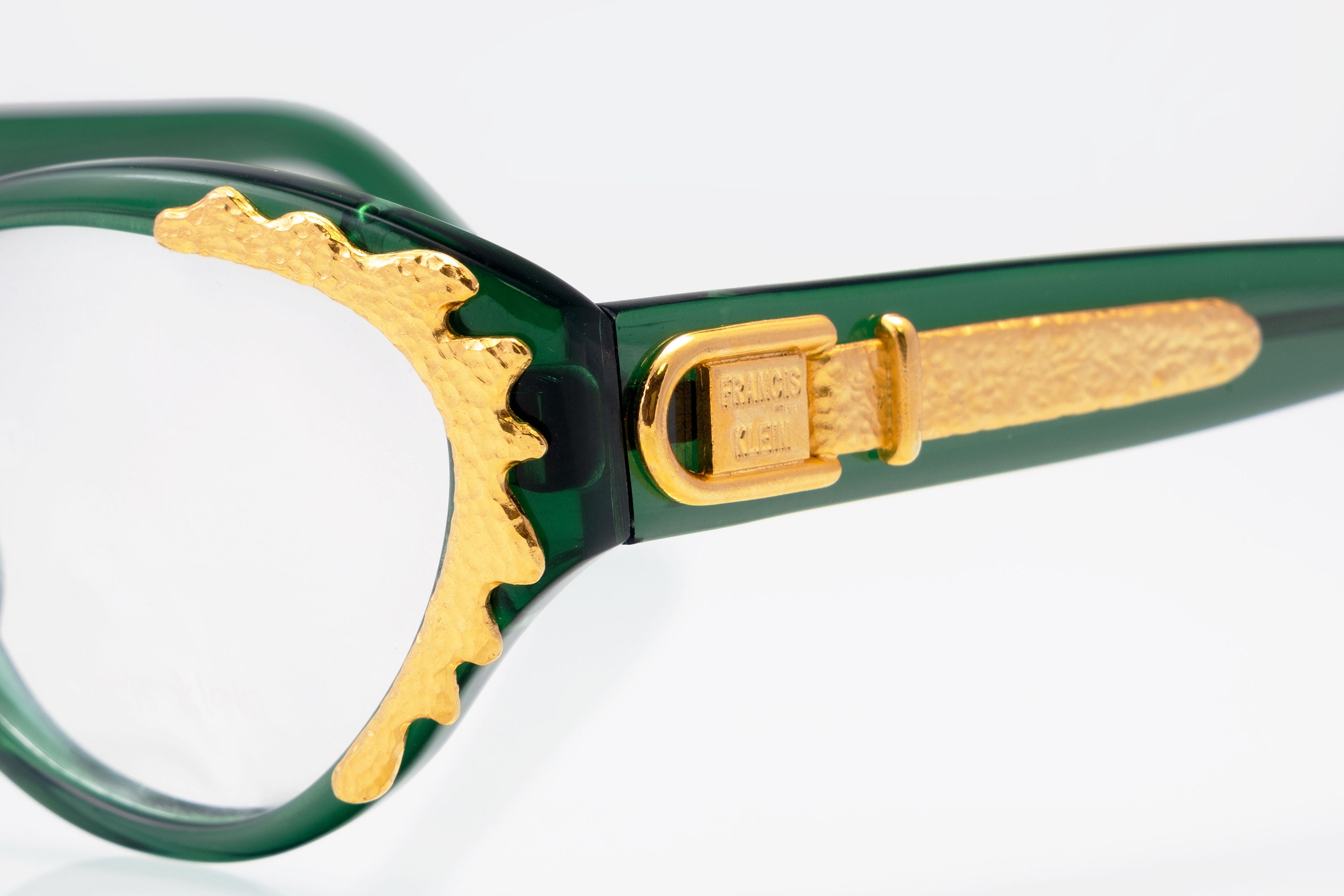 Francis Klein Half Rim Deep Green Dark Lens Made In France NWOT Francis Klein “Bleuet” Handmade and Handpainted Sunglasses  main image 3