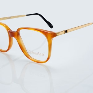 Lozza vintage eyeglasses, honey brown, gold, square frame made in Italy, new old stock