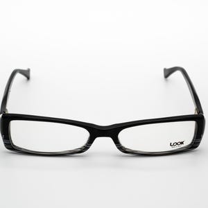 Look vintage eyeglasses, black rectangular optical frame made in Italy, new old stock