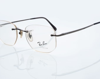 Rayban vintage titanium rimless eyeglasses, silver, new old stock