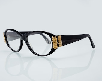 Francis Klein Paris vintage eyeglasses, black, cat eye optical frame, new old stock