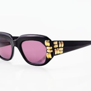 Francis Klein square vintage sunglasses, black, gold, made in France, 80&#39;s, deadstock