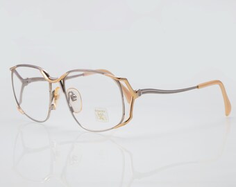 Rothschild vintage eyeglasses, gold, silver, square optical frame, new old stock