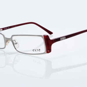 Exte vintage eyeglasses, gray, bordeaux, rectangular optical frame made in Italy, new old stock