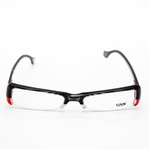 Look vintage eyeglasses, half rim rectangular optical frame made in Italy, new old stock