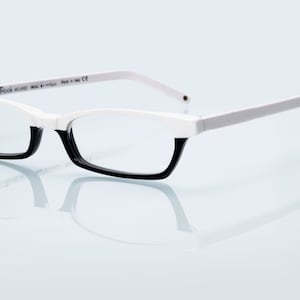 T look Milano vintage eyeglasses, black & white rectangular optical frame, new old stock