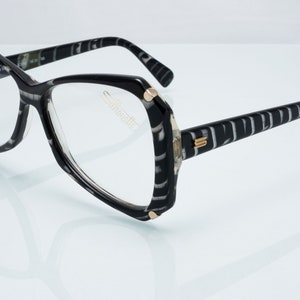 Silhouet vintage bril, oversized vlinder optisch frame gemaakt in Oostenrijk, kleur zwarte zebra, nieuwe oude voorraad