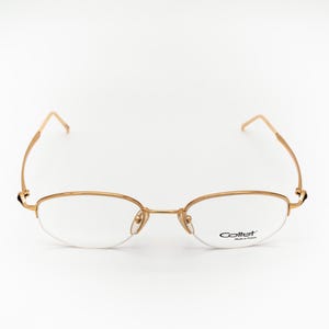 Cottet vintage eyeglasses, gold, half rim oval optical frame made in France, new old stock
