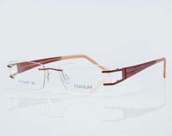 Stepper vintage eyeglasses, titanium, rimless rectangular optical frame, new old stock