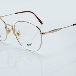 Very rare Horsesire by Persol vintage eyeglasess, gold, square optical frame, new old stock