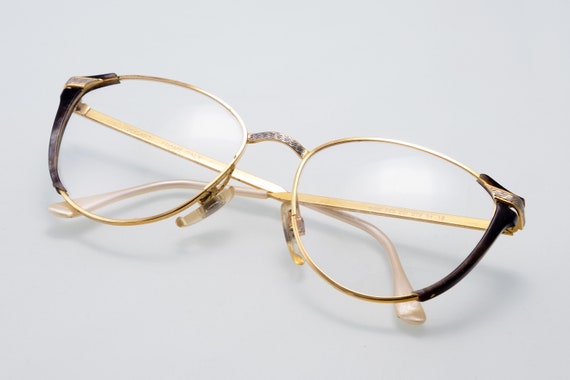 Vogart vintage eyeglasses, gold, black, cat eye o… - image 5