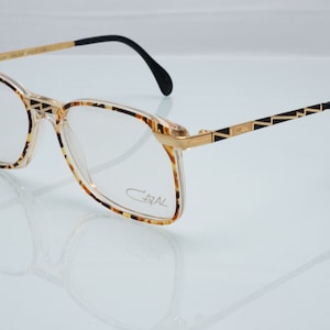 Cazal vintage eyeglasses, square, gold, colorful optical frame made in Germany, 80&#39;s, new old stock
