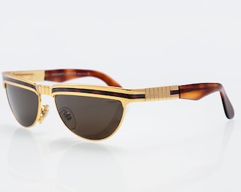 Vogart by police vintage eyeglasses, gold, brown, made in Italy, new old stock