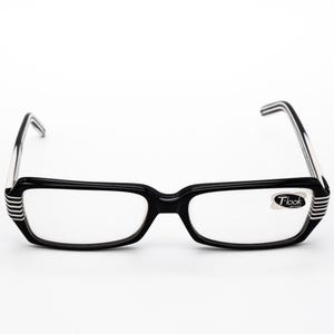 T look Milano vintage eyeglasses, black & white rectangular optical frame, new old stock