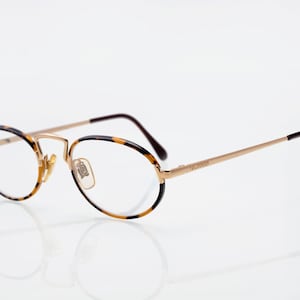 Oliver vintage eyeglasses, gold, tortoise, oval optical frame made in Italy, new old stock