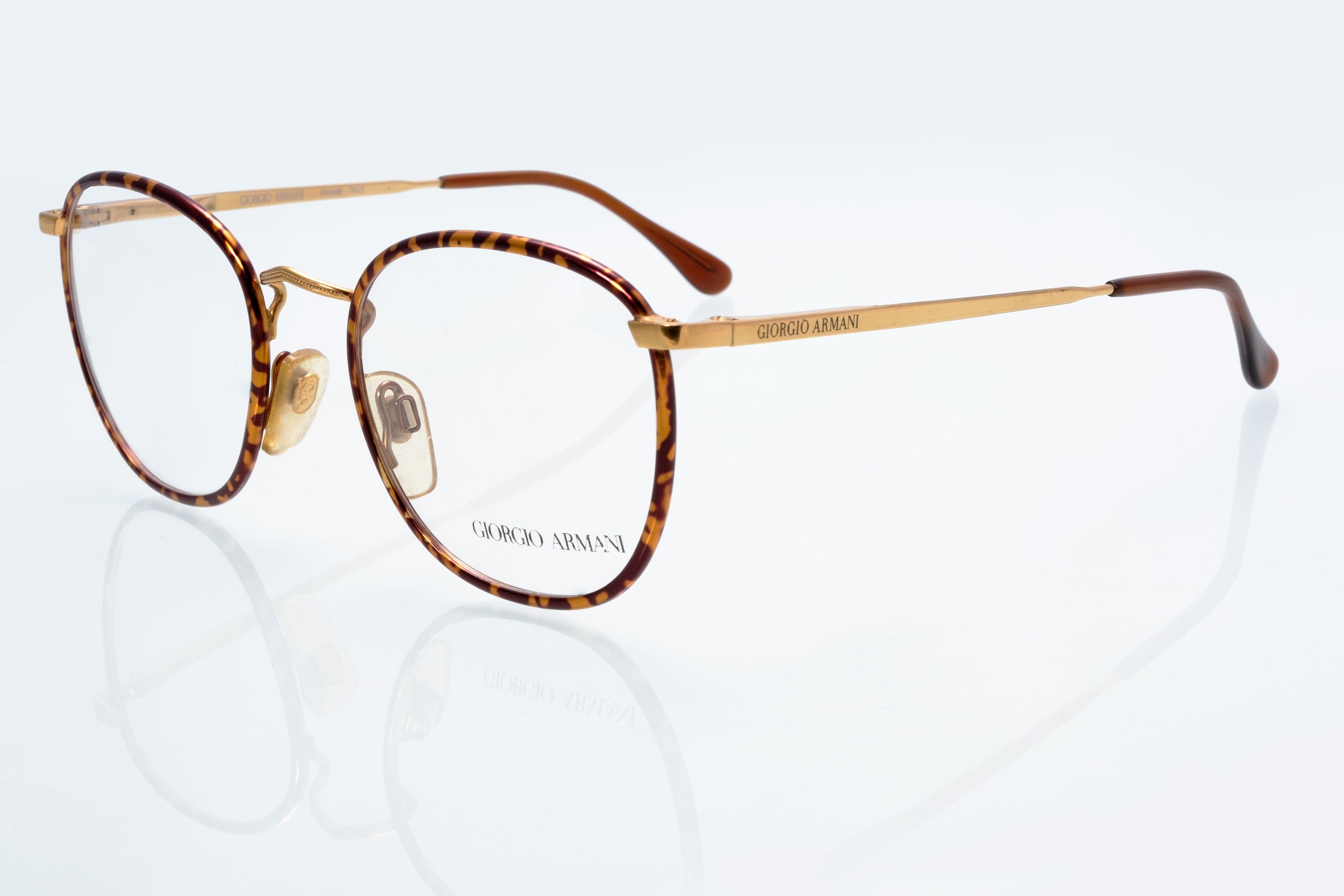 Giorgio Armani Vintage Eyeglasses Gold Tortoise Round - Etsy
