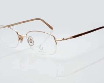 Faconnable vintage eyeglasses, half rim, gold, handmade in Japan, new old stock