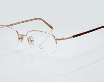 Faconnable vintage eyeglasses, half rim, gold, handmade in Japan, new old stock