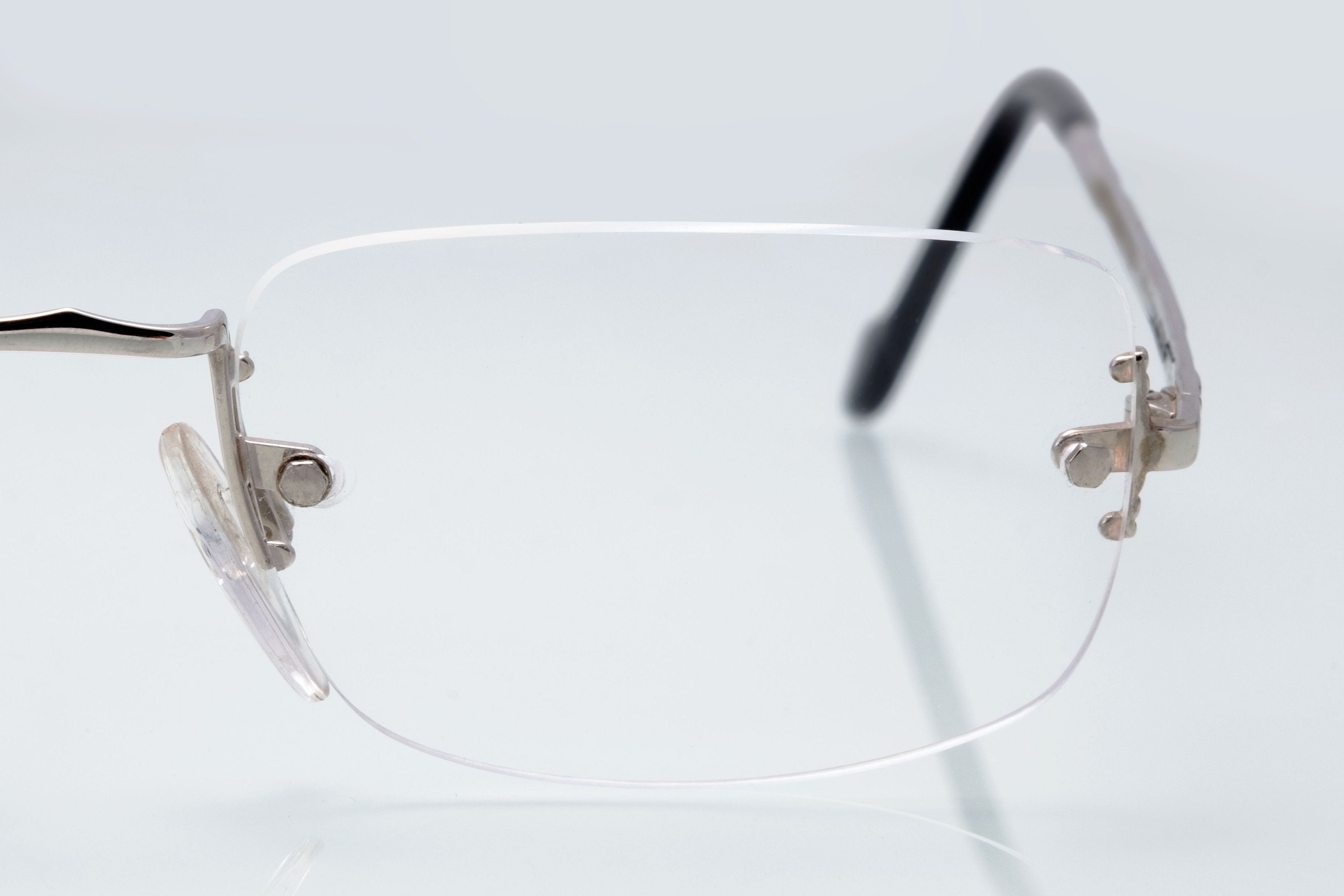 ST Dupont Vintage Eyeglasses, Silver Rimless Optical Frame Made 