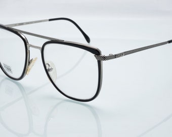 Gianfranco Ferre vintage eyeglasess, square double bridge optical frame made in Italy, new old stock