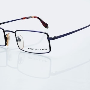 Alain Mikli &quot; Mikli par Mikli&quot; vintage eyeglasses, blue rectangular optical frame, handmade in France, new old stock