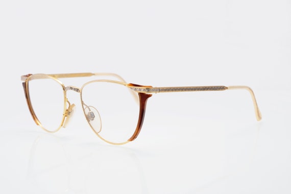 Vogart vintage eyeglasses, gold, brown, cat eye o… - image 1