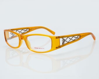 Miss Sixty vintage eyeglasses, honey brown, rectangular optical frame, new old stock