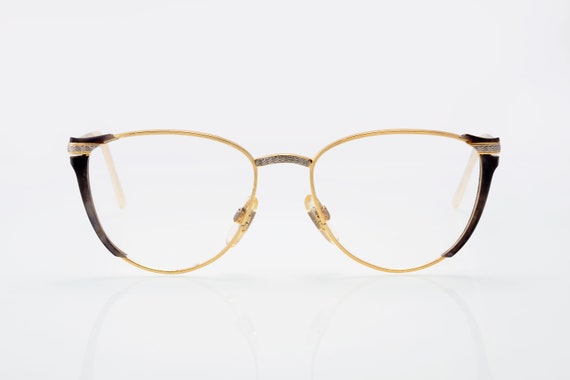 Vogart vintage eyeglasses, gold, black, cat eye o… - image 2