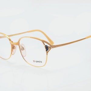 Gres vintage eyeglasses, gold, square cat eye optical frame, new old stock