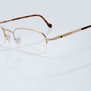 ST Dupont Vintage eyeglasses, 23 KT GP, gold, half rim frame made in Switzerland, new old stock