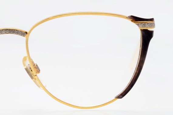 Vogart vintage eyeglasses, gold, black, cat eye o… - image 3