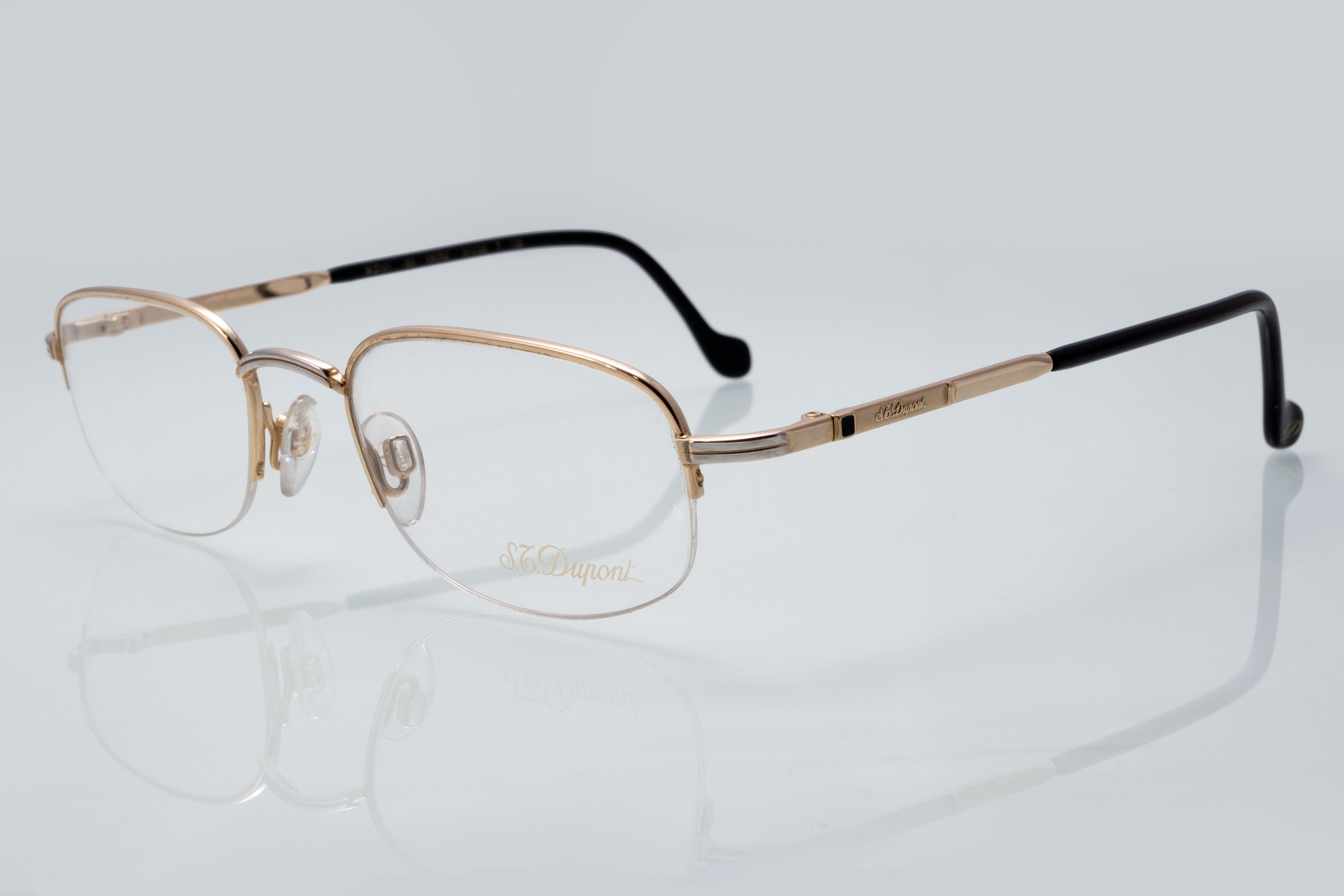ST Dupont Vintage Eyeglasses, Gold, Half Rim Optical Frame, New