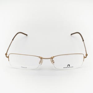 Rodenstock vintage eyeglasses, titanium, rectangular, gold, half rim optical frame, new old stock