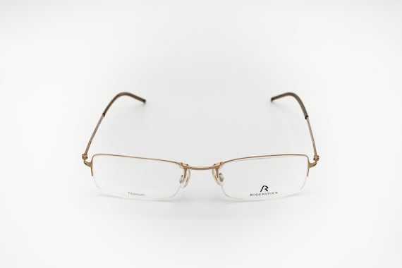 Rodenstock Vintage Eyeglasses, Titanium, Rectangular, Gold, Half
