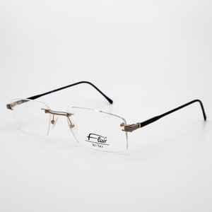 Flair Jet Set 679 vintage eyeglasses, rectangular rimless optical frame, new old stock