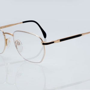 Silhouette vintage eyeglasses, gold, black, polygon optical frame made in Austria, new old stock
