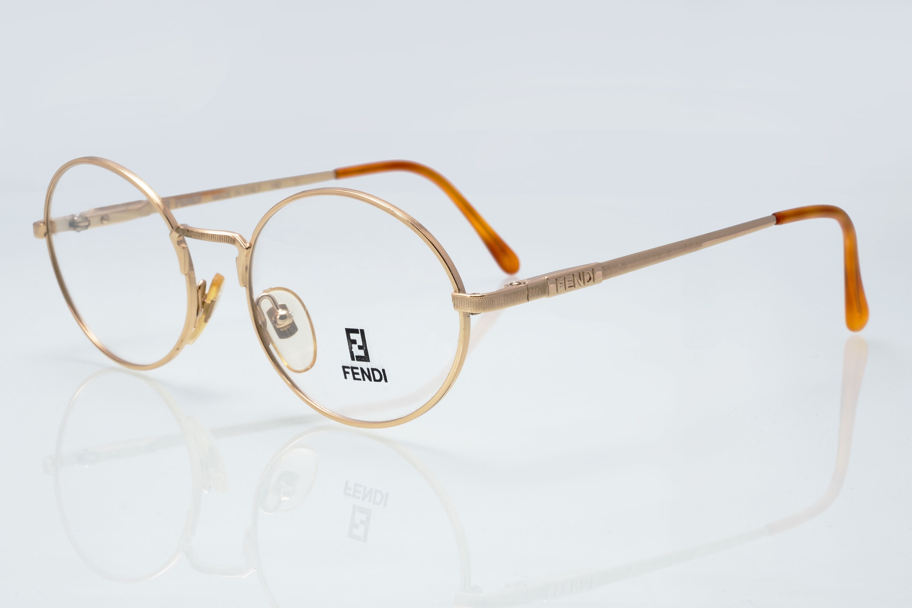 Fendi Vintage Classic Gold and Brown eyeglasses. Fendi SL 7469 72 300 – Vintage Frames Company main image 3