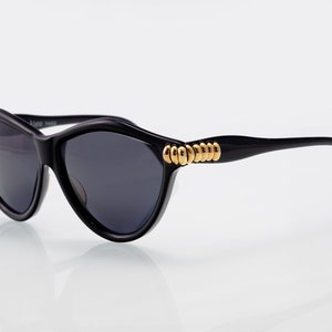 Francis Klein Paris vintage sunglasses, cat eye, black, gold, made in France, 80&#39;s, deadstock