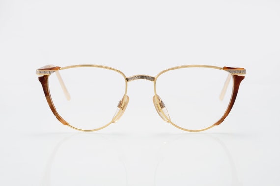 Vogart vintage eyeglasses, gold, brown, cat eye o… - image 2