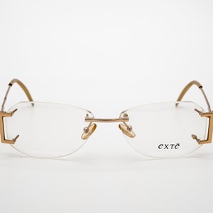 Occhiale da vista vintage Exte senza montatura, made in Italy, oro, nuovo, fondo di magazzino