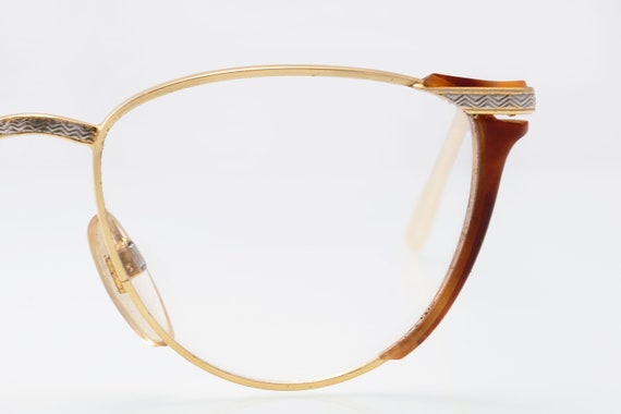 Vogart vintage eyeglasses, gold, brown, cat eye o… - image 3