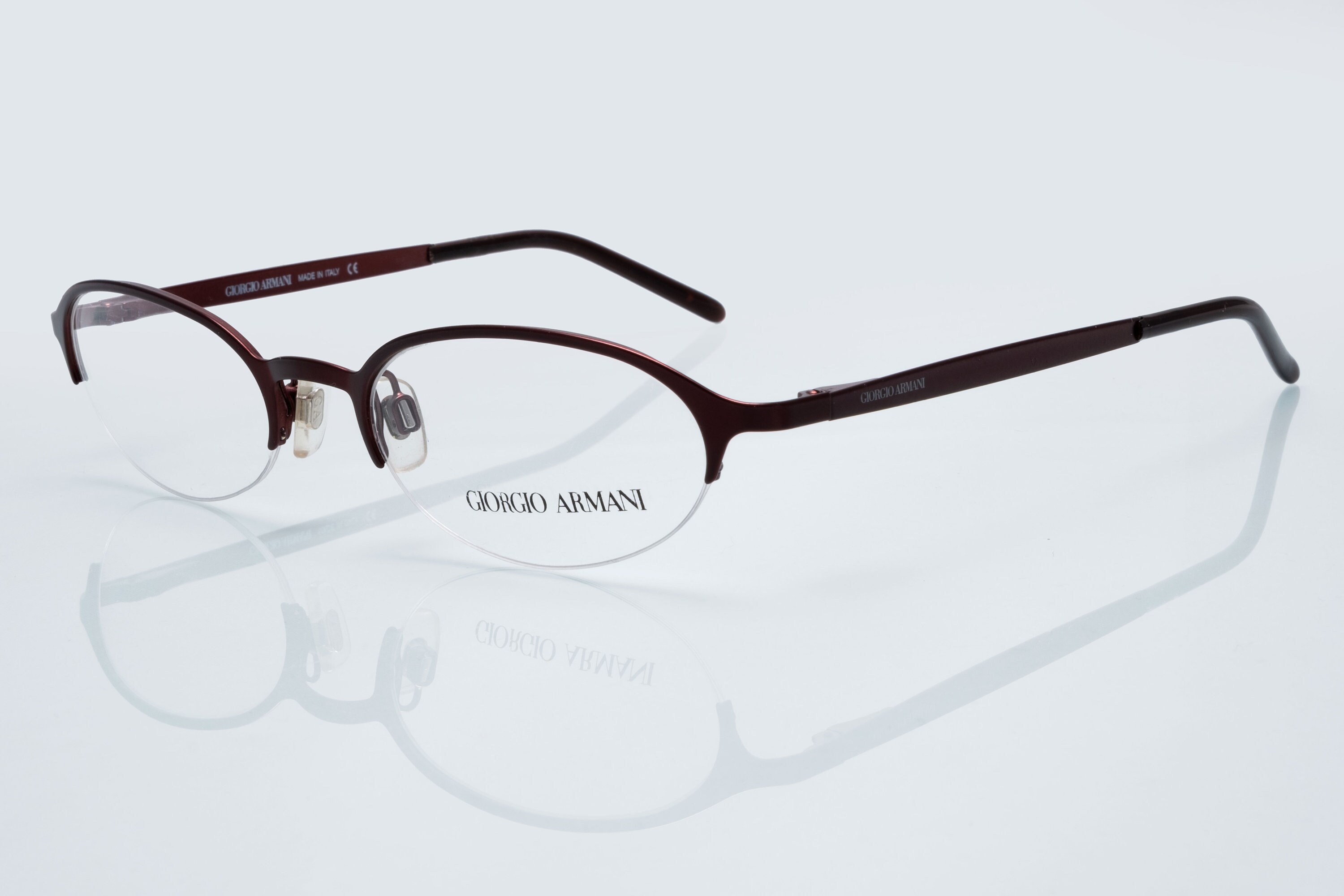 Giorgio Armani Vintage Eyeglasses, Bronze, Half Rim Oval 