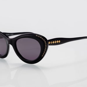 Francis Klein Paris vintage sunglasses, cat eye, black, gold, made in France, 80&#39;s, deadstock