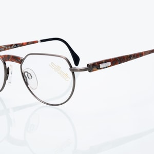 Silhouette vintage eyeglasses, gray with mosaic temples, polygon optical frame made in Austria, new old stock