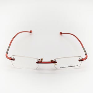 Augusto Valentini vintage eyeglasses, made in Italy, rimless rectangular optical frame, new old stock