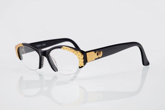 Francis Klein Paris vintage eyeglasses, black, go… - image 1