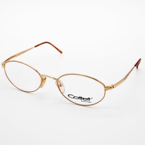 Cottet vintage eyeglasses, gold, oval optical frame made in France, new old stock