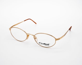 Cottet vintage eyeglasses, gold, oval optical frame made in France, new old stock