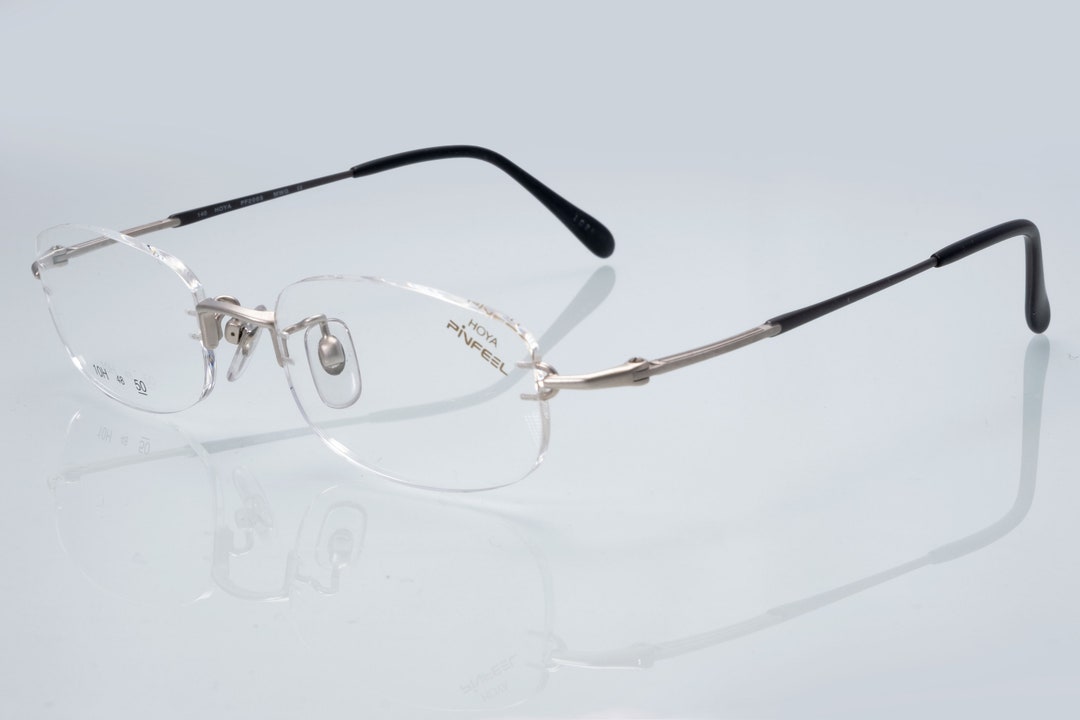 Hoya Pinfeel Vintage Eyeglasses, Oval Rimless Optical Frame Made in