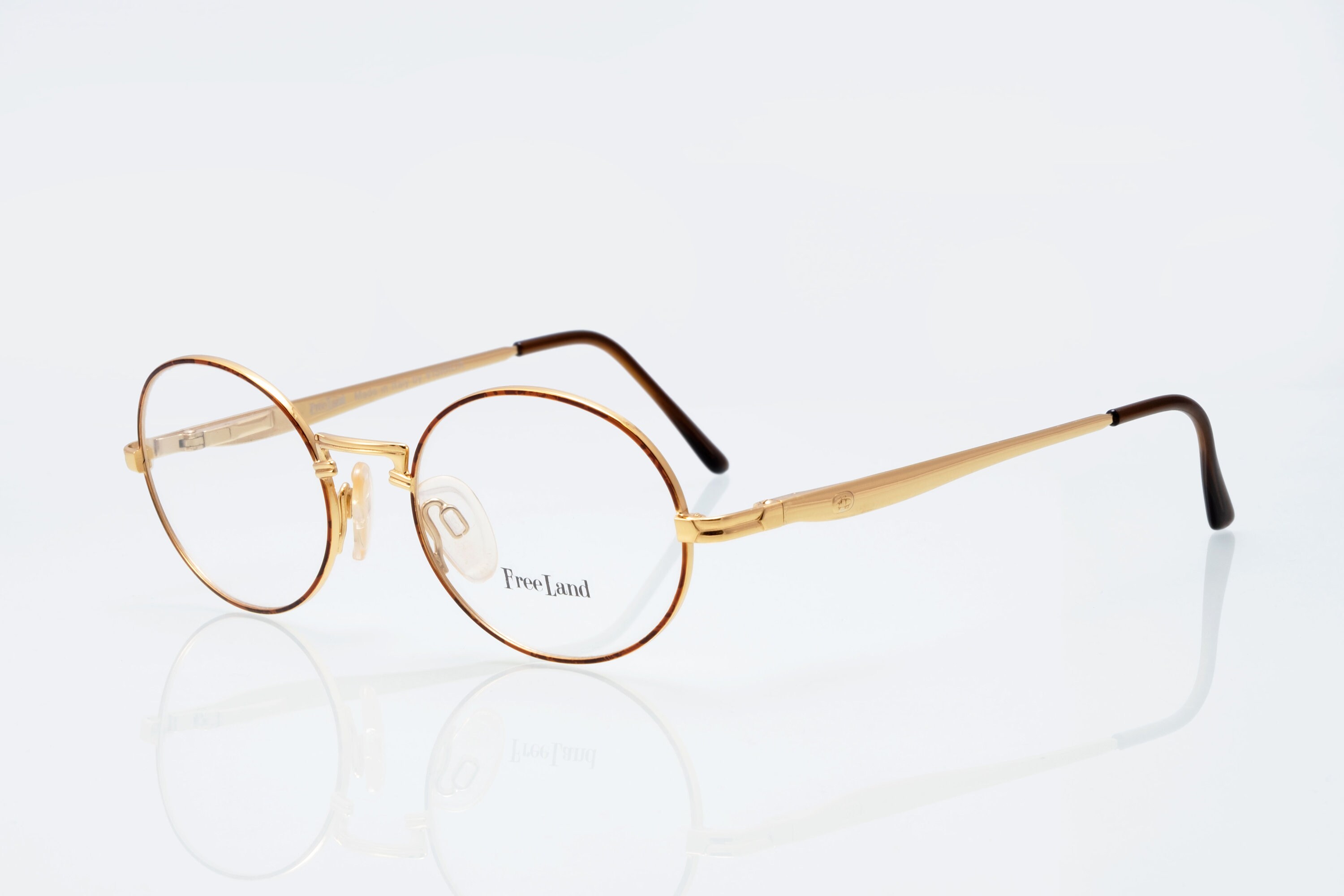 Freeland vintage eyeglasses, round optical frame, gold, tortoise, new old stock